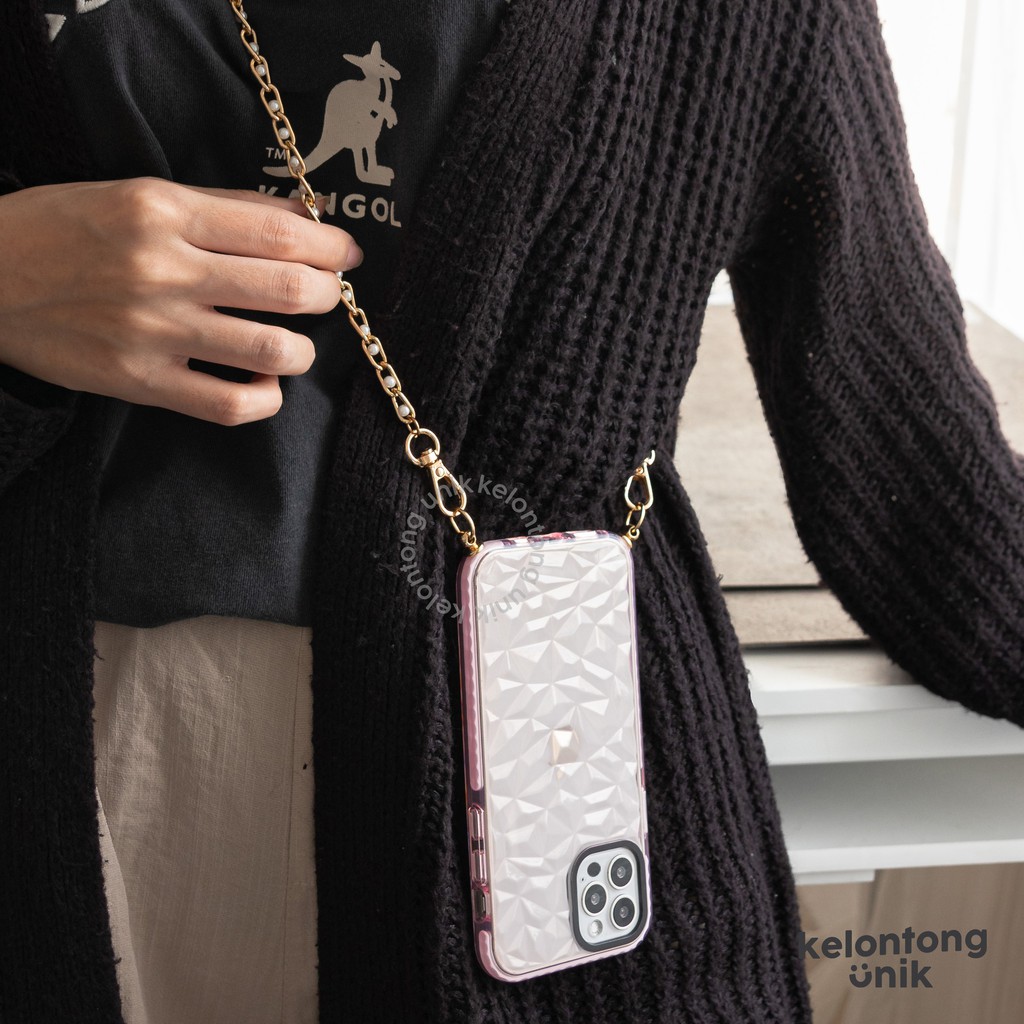 (Seri 1) For iPhone - Anti Knock Diamond Lanyard Rantai Soft Case/ Sling Case Tali