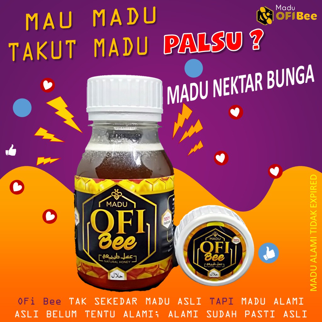 [330 gram] Madu Murni Asli Nektar Bunga | Madu Mentah Alami Madu OFi Bee 5 botol Harga Ekonomis