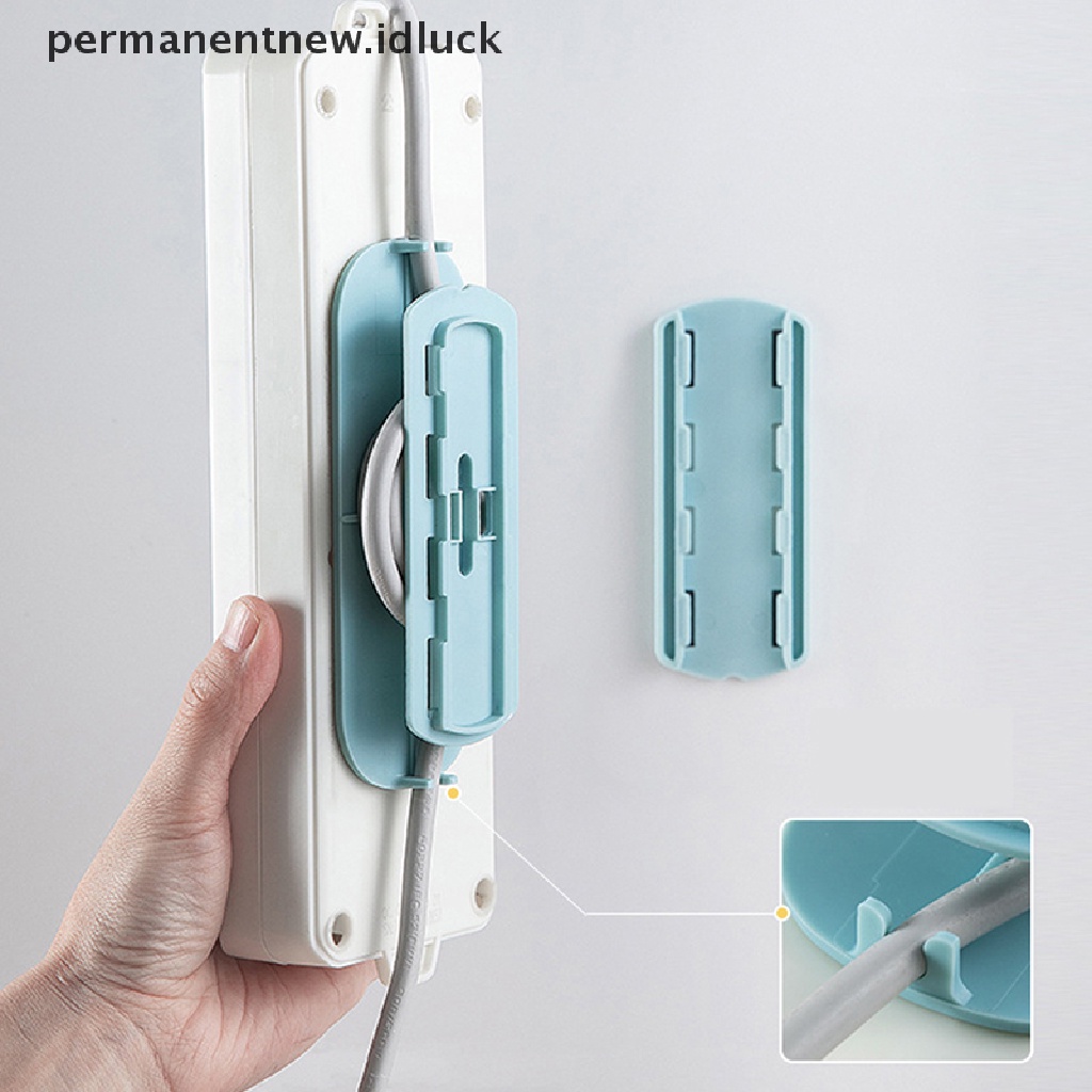 (luckypermanentnew) Holder / Organizer Power Strip Tempel Dinding Dengan Kabel Untuk Rumah
