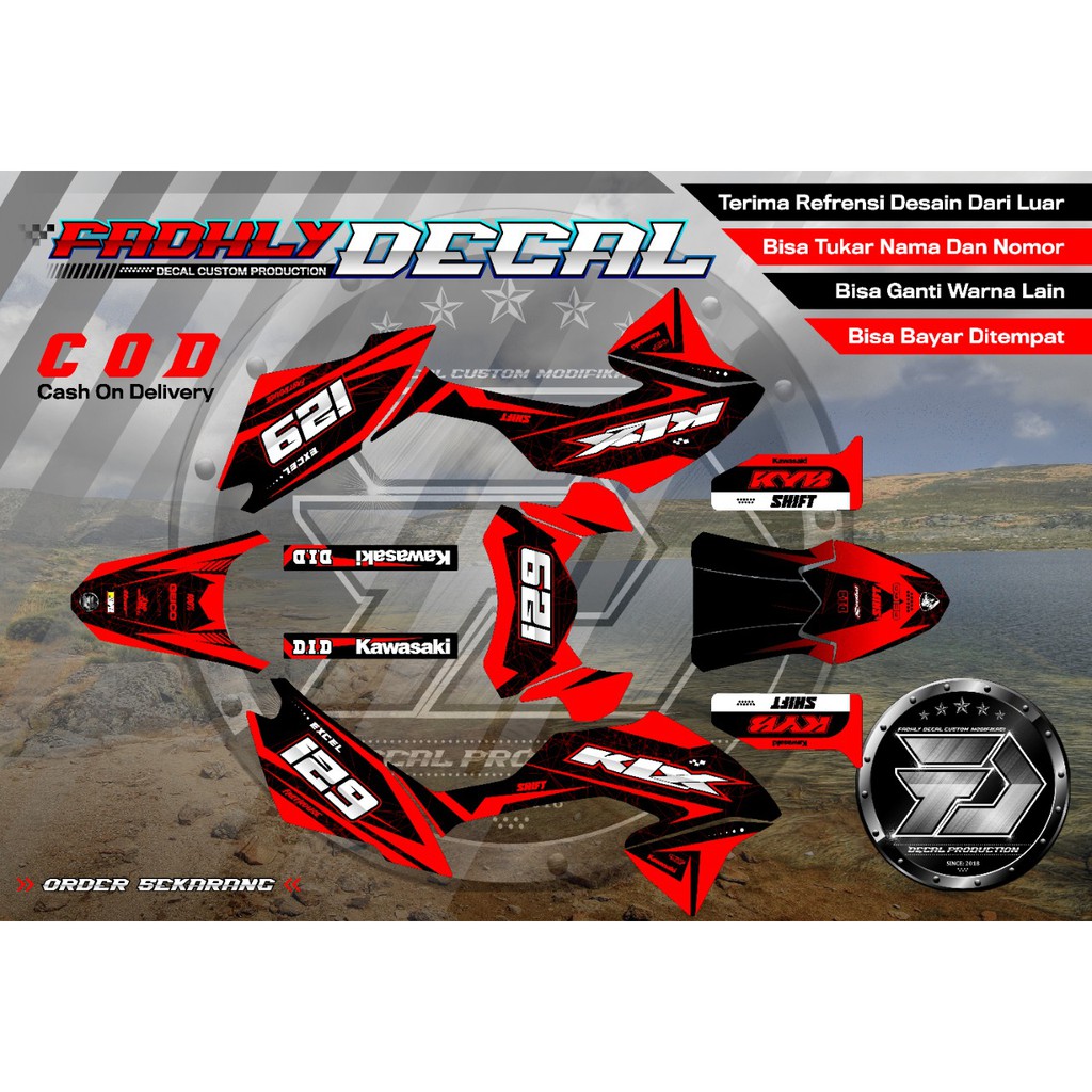 ⭐⭐⭐⭐⭐ (PILIHAN WARNA) Decal KLX BF / G / Extreme Merah Keren Sticker Fullbody