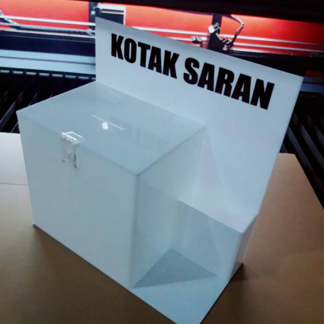 Acrylic kotak saran TBG,  akrilik kotak saran putih