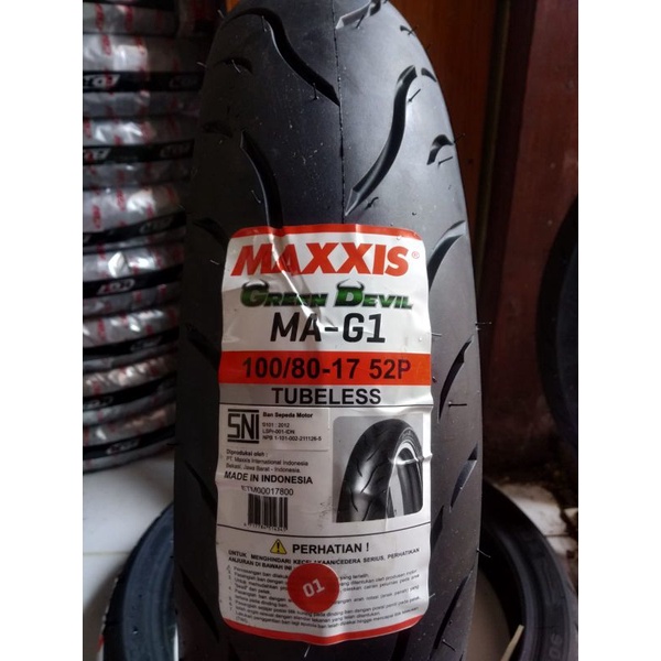 BAN TUBELESS  MAXXIS GREEN DEVIL 100/80. RING 17 FREE PENTIL