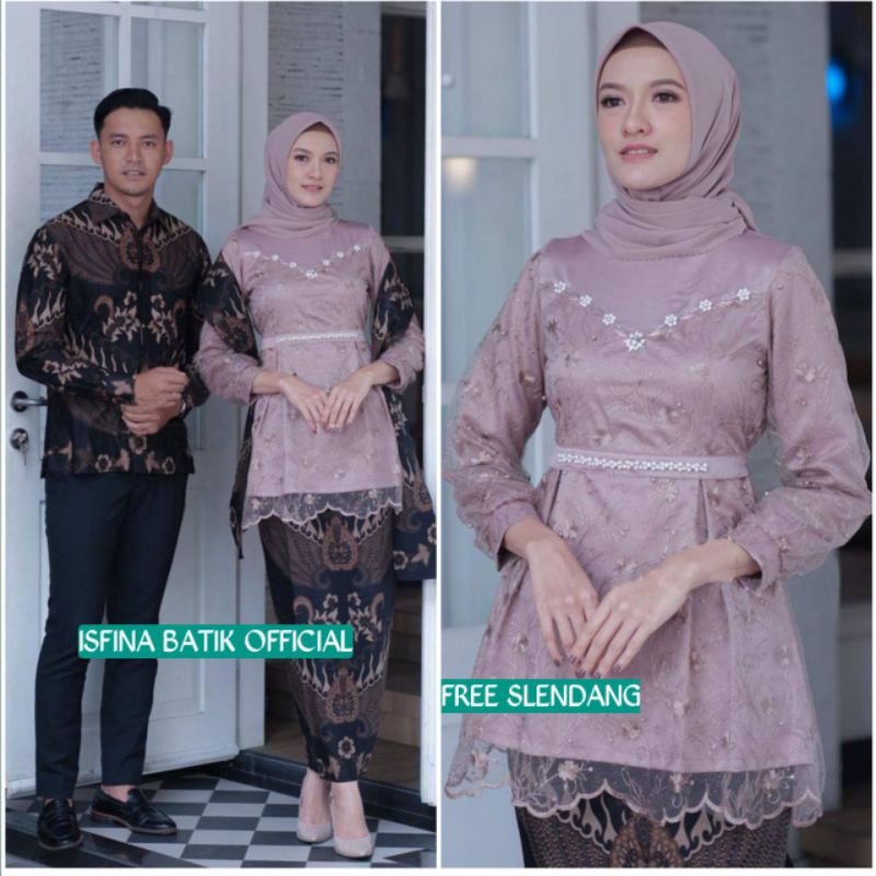 Couple Kebaya Modern Baju Wisuda Tunangan Lamaran Terbaru Baju Batik Brokat Couple arunika