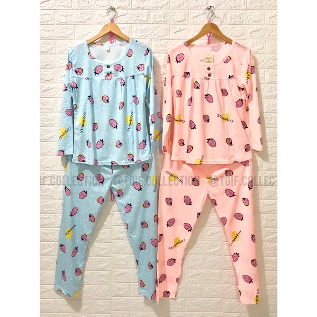 PP Strawberry Baju Tidur Piyama Import
