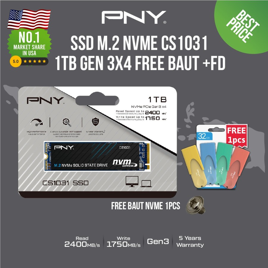 SSD PNY M.2 NVME CS1031 1TB Garansi Resm