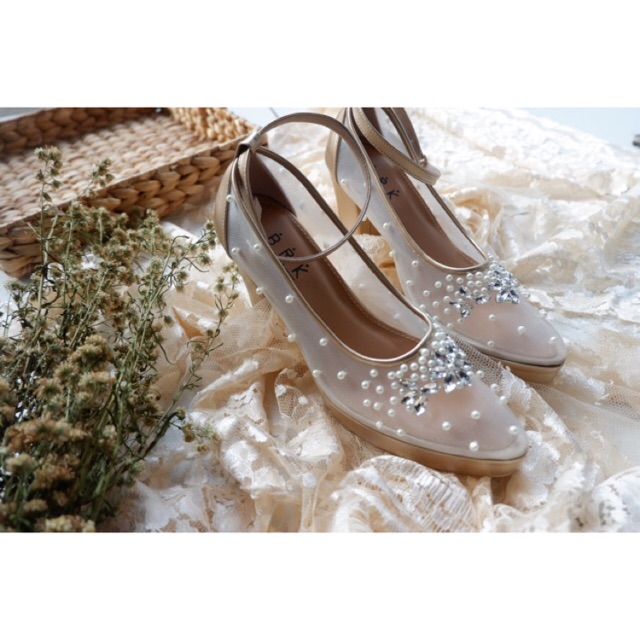 Wedding Shoes Gold Pearl Shopee Indonesia