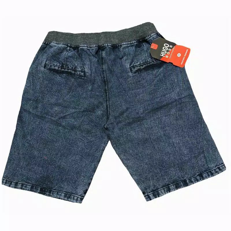 Celana Jeans Pendek Pria Pinggang Karet Biru Tua dan Biru Muda Size 27 Sampai 38