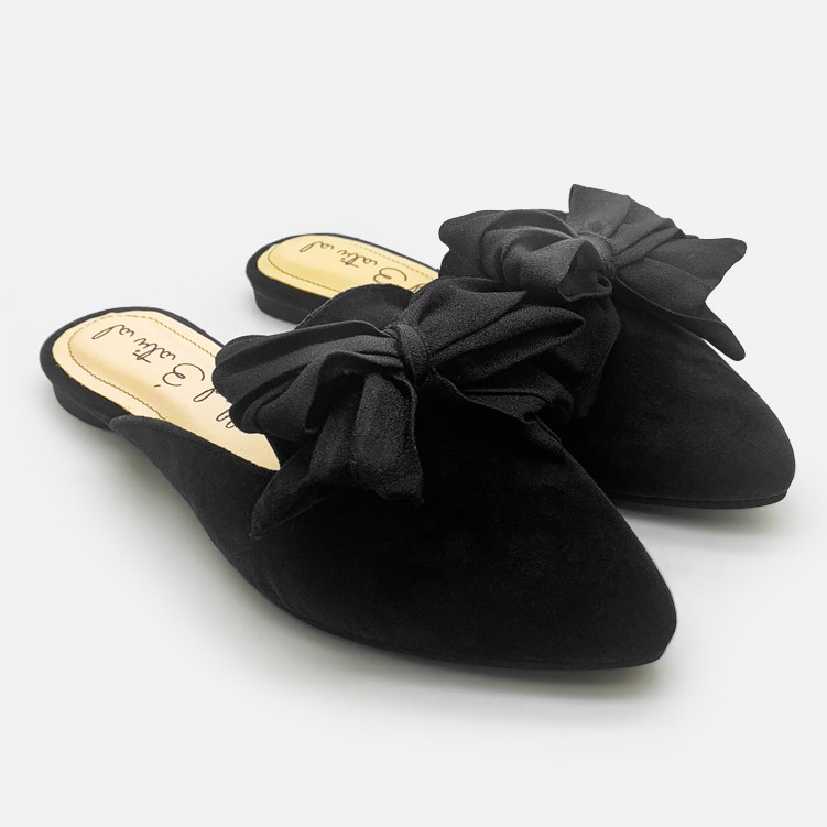 La Vita E Bella Bonnie Sepatu Selop Wanita dengan Pita [LV 512] – Black