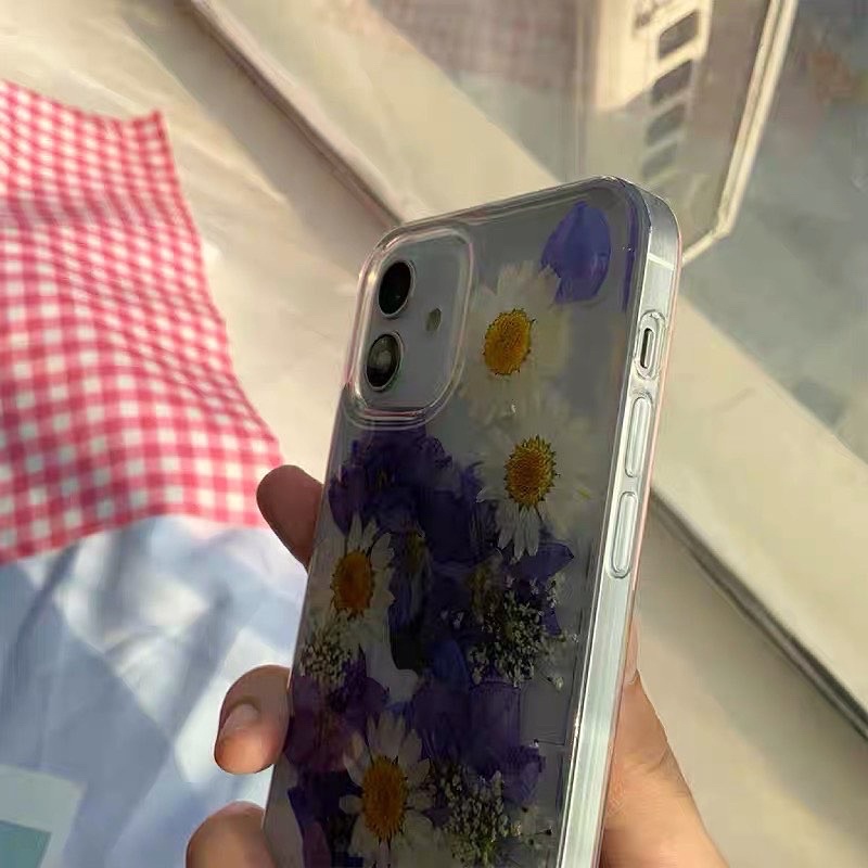 Dried Flower Case Iphone 11 12 Pro Max Vivo V21 Y20s Y12s Y51A X60 V20 V19 V17 Samsung A32 A52 A72