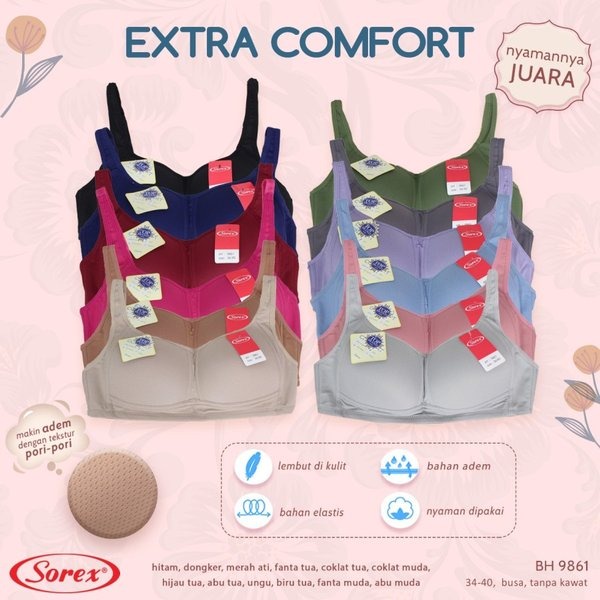 KL | WARNA TERBARU BRA BH SOREX EXTRA COMFORT BAHAN KATUN TANPA KAWAT SOREX 9861