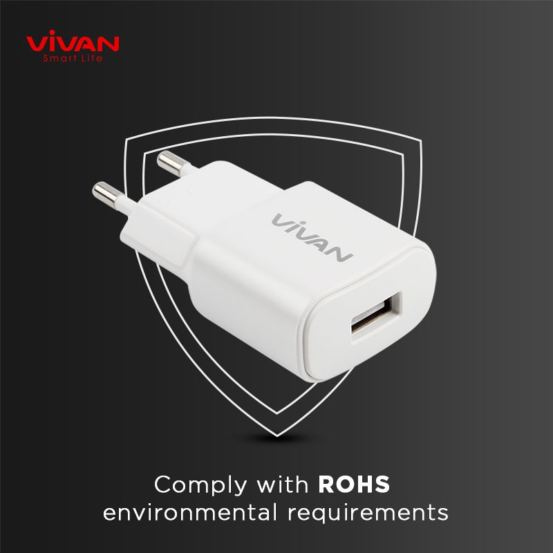 Charger Casan VIVAN Original Fast USB Charging 2.0 (Power Oval) FREE Kabel Micro USB