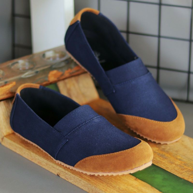 Sepatu Slip On Pria Kasual Slop Santai Murah Original Canvas Twill Premium