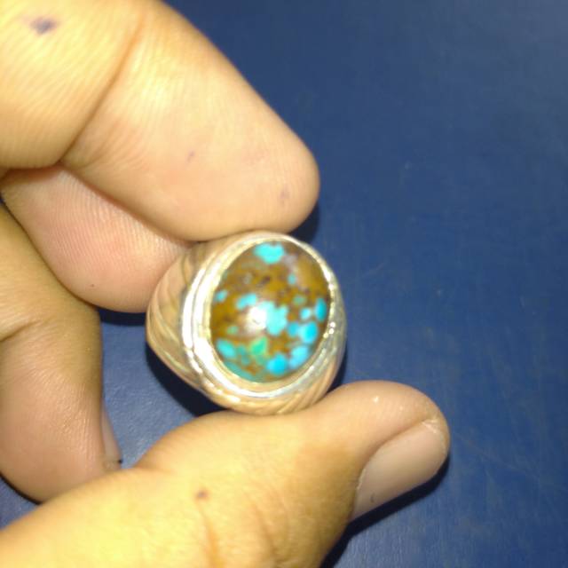 Pirus persia serat emas asli ring perak