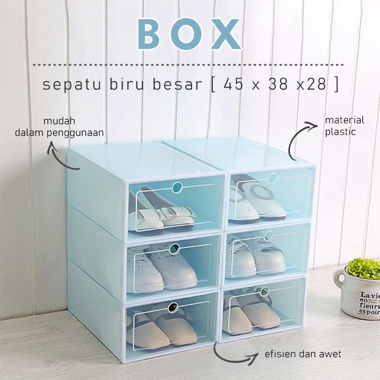 BEST PRODUK MURAH Kotak Sepatu Lipat / Box Sepatu Lipat Transparan Flip Buka Depan BAGUS COD