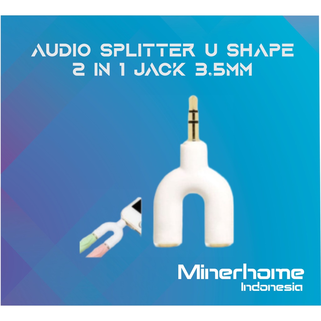 Splitter Audio Out In Jack U Shape 3.5mm Splitter Konverter Konektor