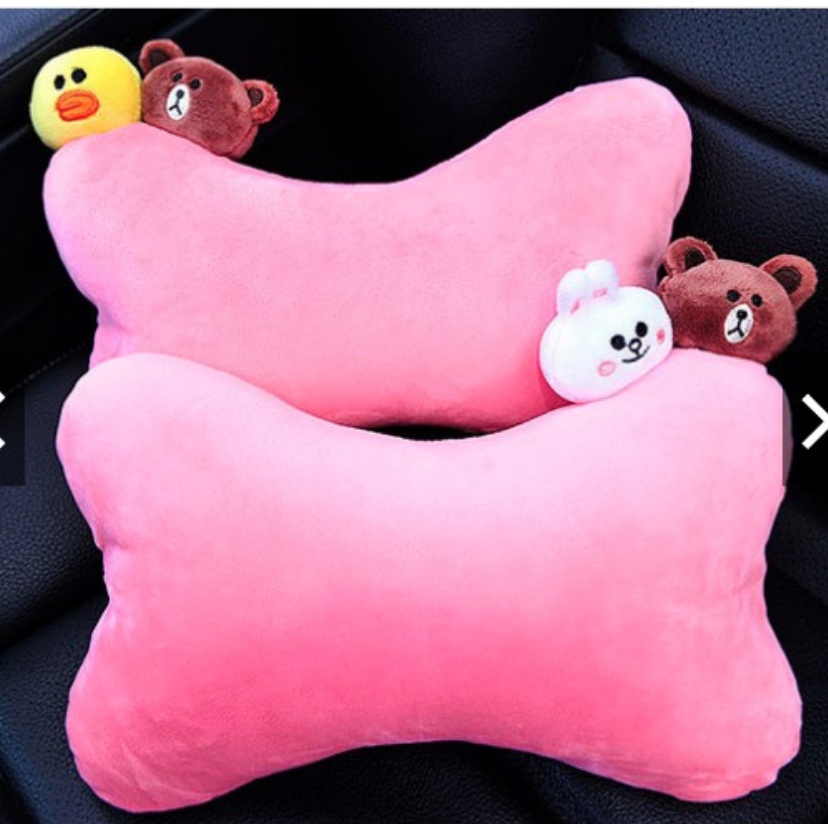 Bantal Sandaran Jok Mobil Bludru Import Kepala Leher Headrest Car Set Kartun Bear Kelinci Bebek Rabbit Duck