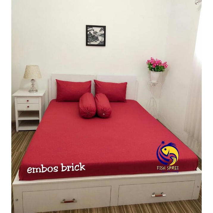 Grosir Sprei Termurah Embos Brick / Sprei Polos Merah Bata/Sprei Embos Merah Bata ukuran 120/160/180