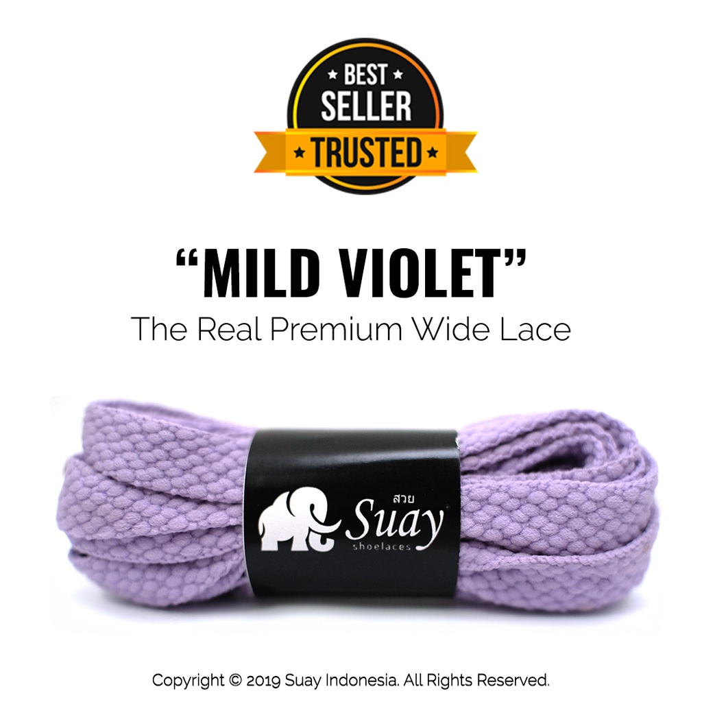 Tali Sepatu Gepeng Lebar Ungu Muda (Wide) Premium Shoelace Mild Violet Surabaya