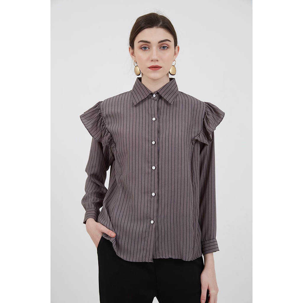 Berrybenka - Atasan Kemeja Wanita Sofia Muraka Stripes Shirt-2
