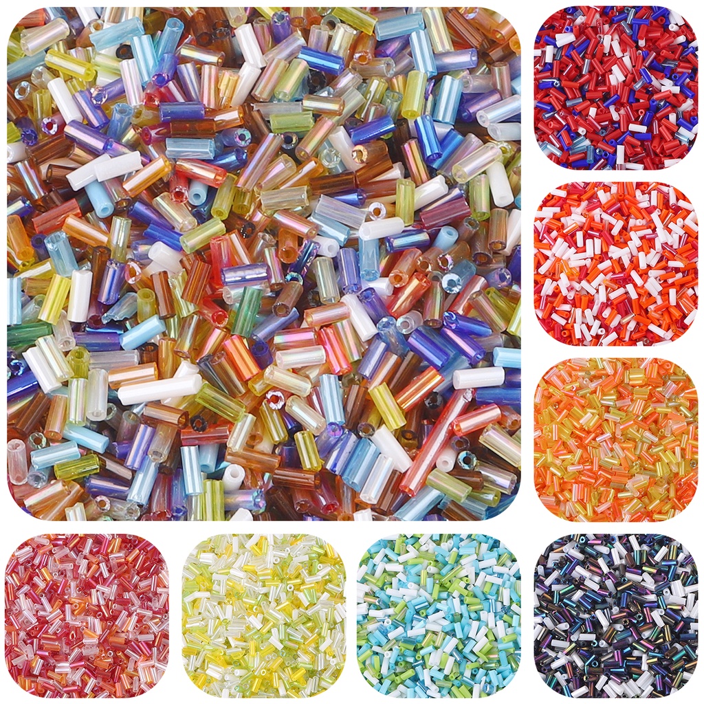 1300 Pcs Austria Kristal Tabung Panjang Manik-Manik Bergaris Bugle Czech Biji Kaca Spacer Beads Untuk Membuat Perhiasan DIY Pakaian Akses