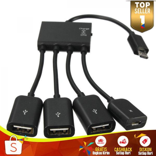 Micro USB OTG Hub 4 in 1 Data Cable&amp;Charge Kabel OTG Multifungsi usbotg Smartphone Serbaguna