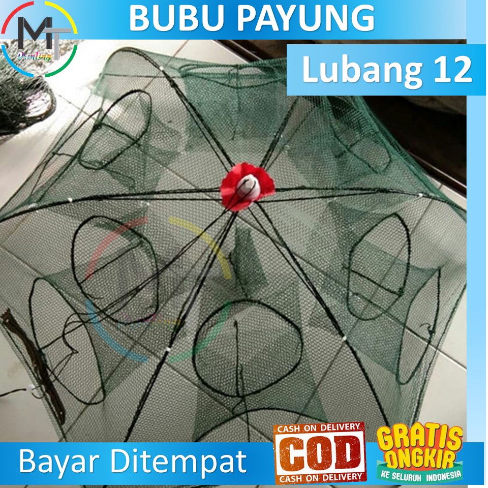 Payung Bubu Jaring 12 Lubang Jebakan Perangkap Udang ikan Kepiting Model Payung