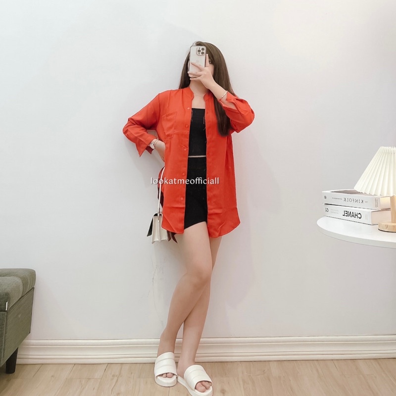 lookatmeofficial • Sydney Shirt - Kemeja Oversized Wanita - Basic Oversized Shirt Outerwear