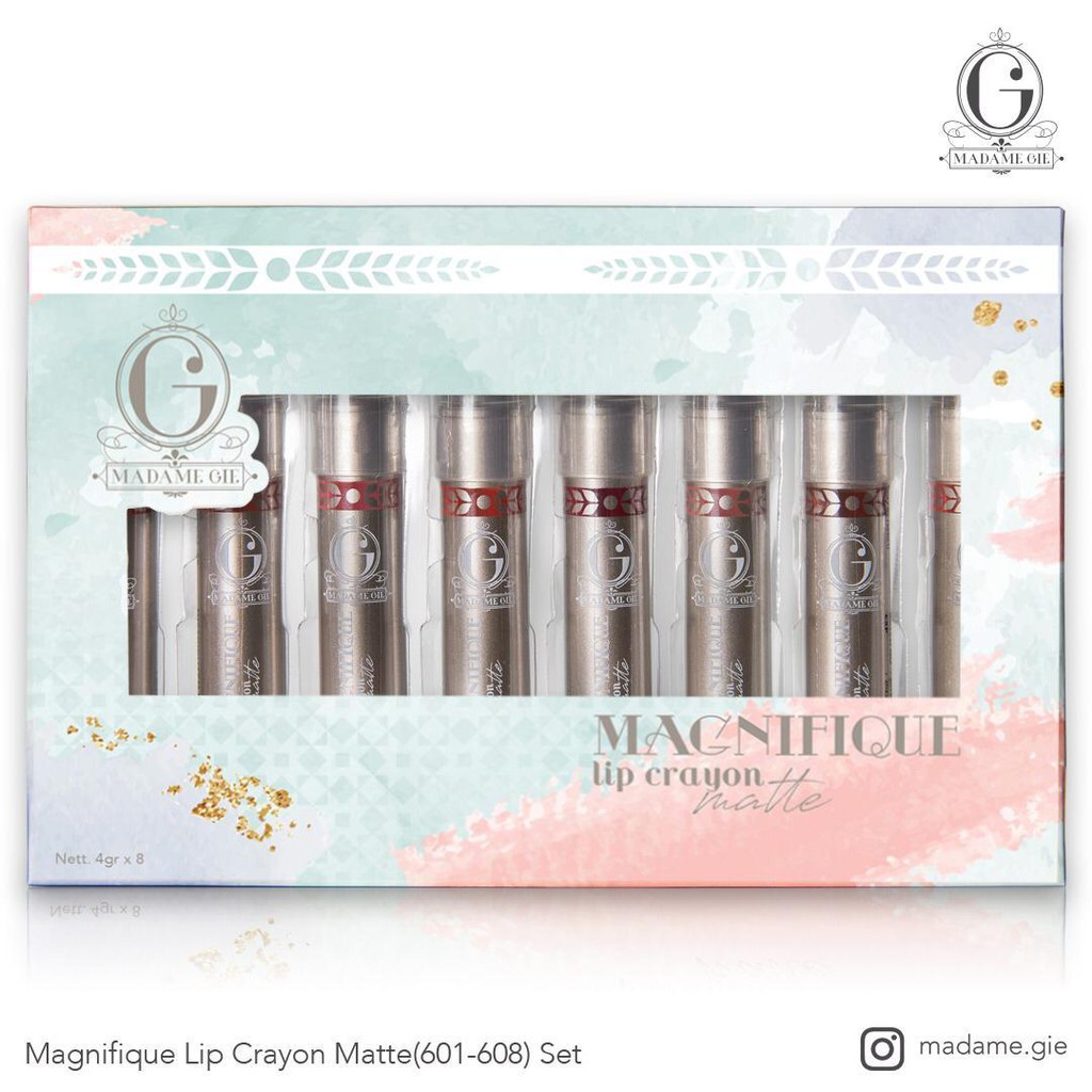 ✿ MADAME ✿ MADAME GIE ( 1 BOX SET ISI 8 PCS ) MATTE MAGNIFIQUE LIP CRAYON