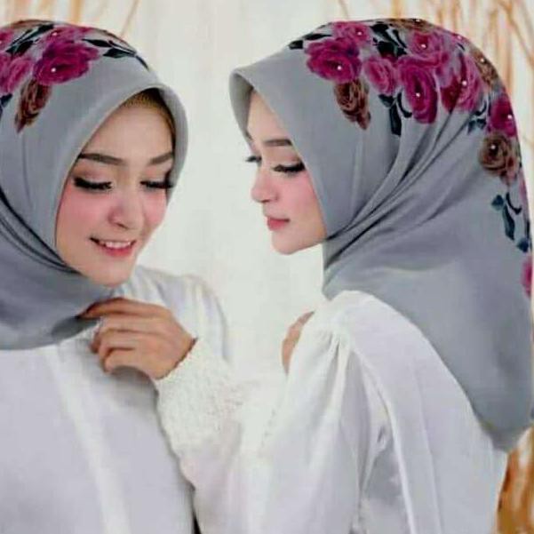 A ( A17 ) KERUDUNG / HIJAB / JILBAB BELLA PRINTING VOAL RAWIS SEGI EMPAT