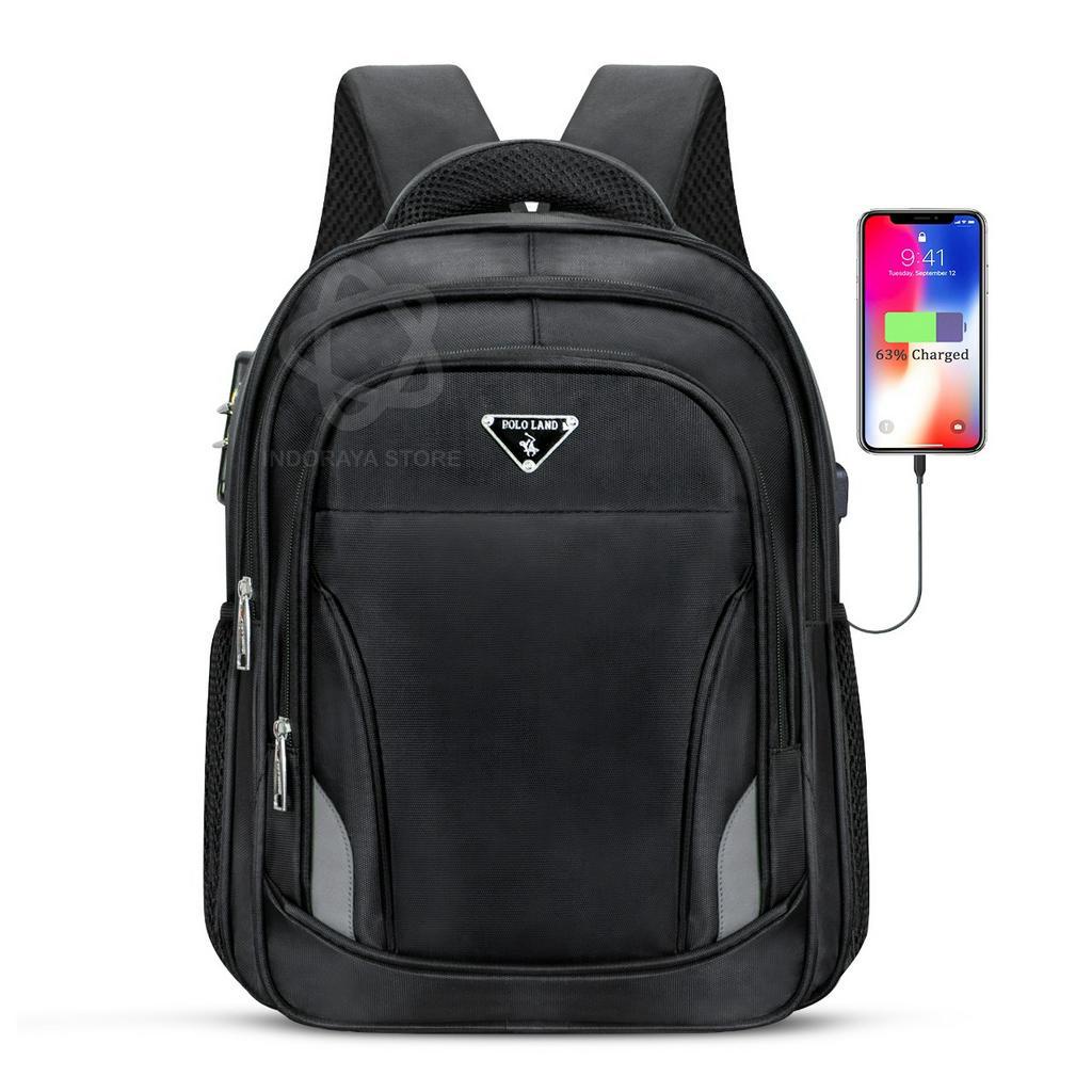 POLO LAND Tas Ransel Anak Sekolah, kuliah, Kerja import Backpack Free Rincover dan Kabel USB-DISTRIBUTOR TAS