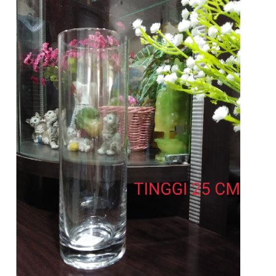 Paket Meriah vas bunga kaca bening 30.cm vas kaca tinggi 30 cm