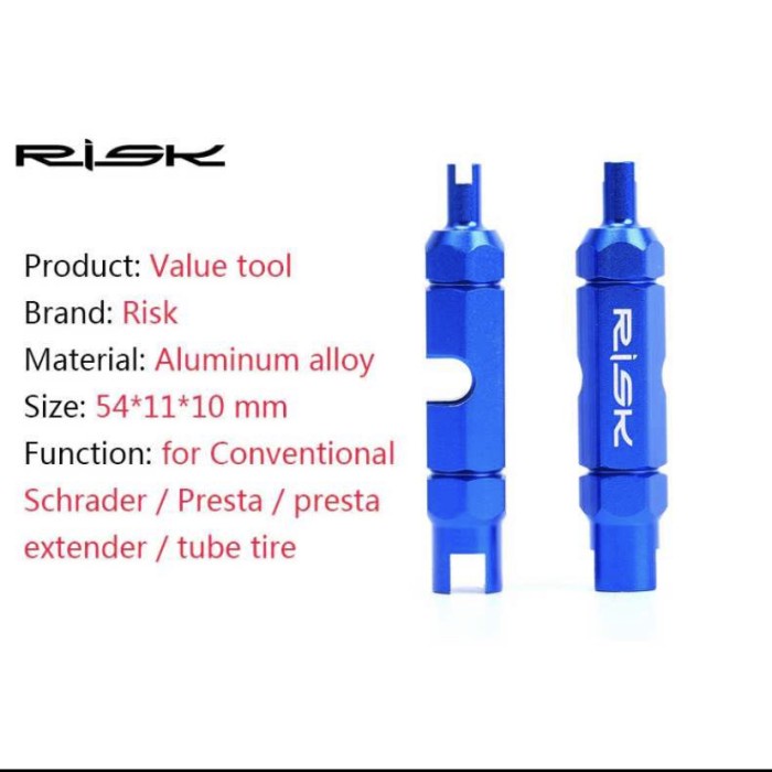 RISK kunci pas Pentil Sepeda 3 in 1 Bike valve wrench Schrader Presta