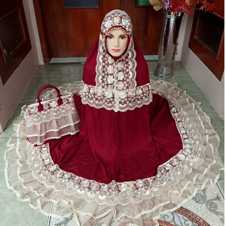 mukena dewasa rayon ROSSELINE tile MAROON