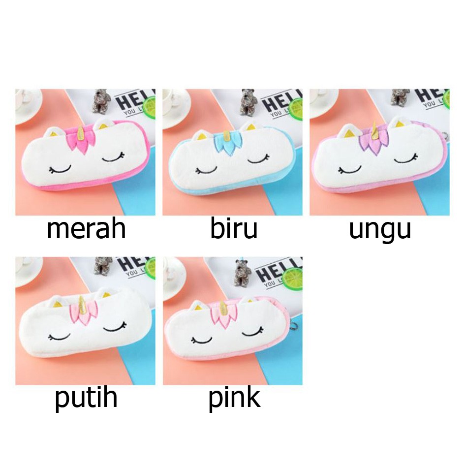 tempat pensil unicorn plush pencil case (4A3)  stp034