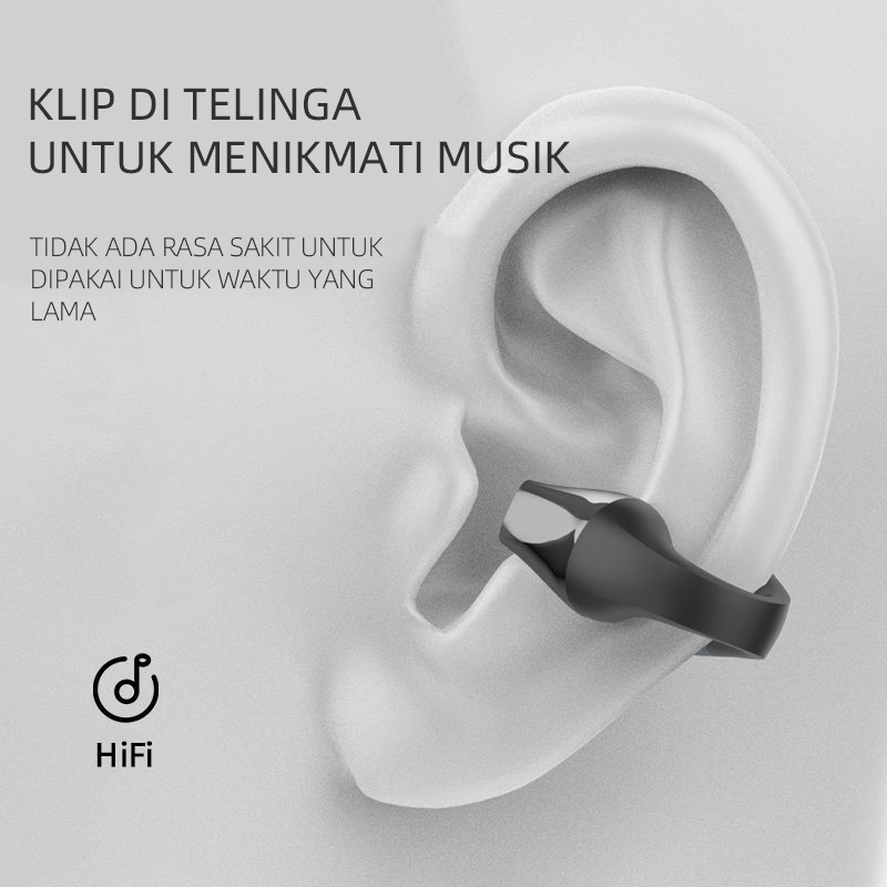 Headset bluetooth konduksi tulang klip telinga TWS HiFi Stereo Tidak ada rasa sakit untuk dipakai untuk waktu yang lama