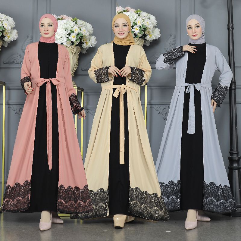 Gallery Exclusive Abaya Hitam Gamis Bordir Turkey Dubai Amani Busui