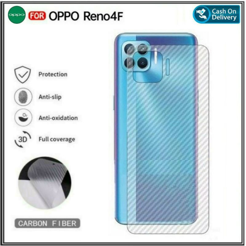 Skin/Garskin/Sticker/Anti Jamur type hp, oppo reno 2/2f/2z/3/4/4f/5/5f/6 4G/6 5G Carbon Fiber Pelindung belakang hp anda dari kotoran.