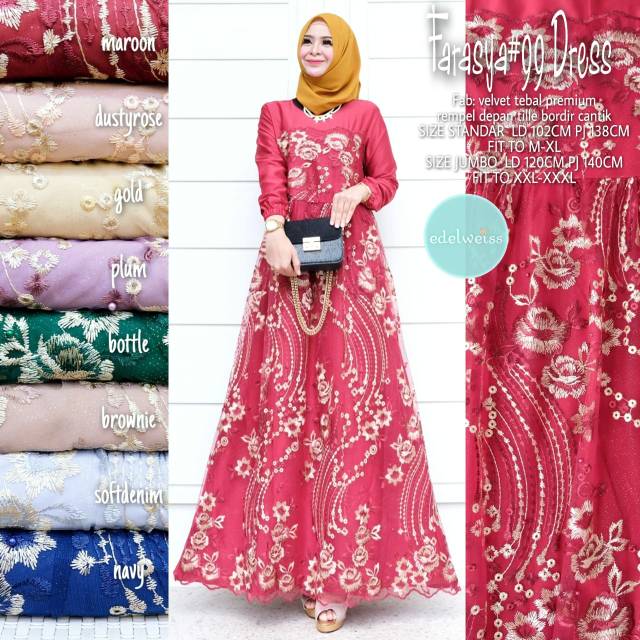 Farasya Dress #99 Gamis Brukat Mewah Gamis Kondangan Terbaru Dress Velvet Jumbo LD 130 Gamis Brukat Jumbo Gamis Lebaran Terbaru Dress Muslimah Gaun Pesta Gamis Seragam Pernikahan Outfit Bridesmaid Gamis Broklat Jumbo Wanita xxxl Outfit Kondangan Terbaru