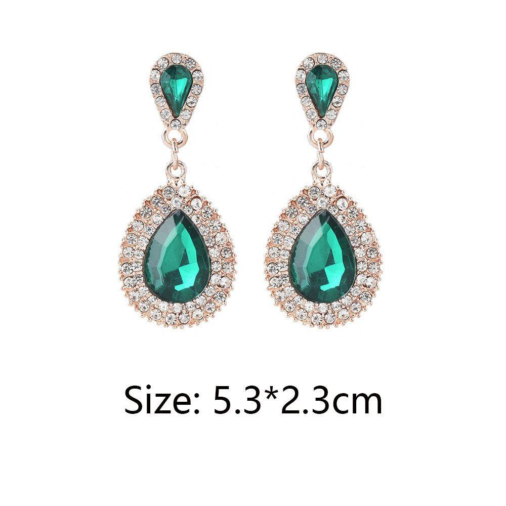 Lily Water Drop Rhinestones Earrings Multicolor Istana Wanita Retro Anting Kristal