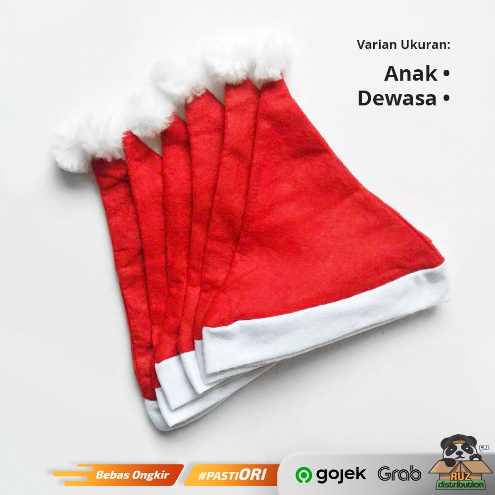 Topi Natal Santa Claus - Christmas Hat Anak Dewasa - Topi XMas