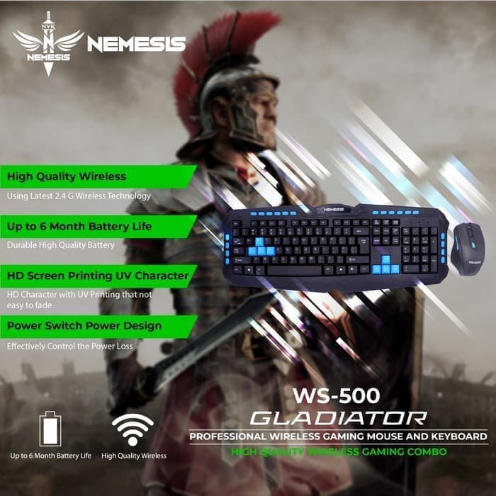 Keyboard+Mouse Wireless NYK WS500 Regulator Bergaransi Resmi