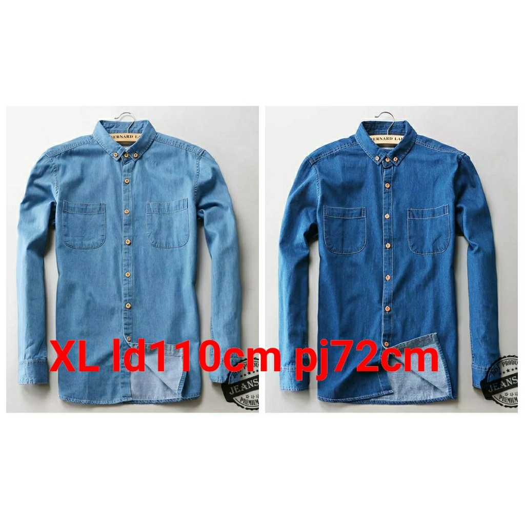 Baju pria kemeja jeans LTOS kemeja jeans pria distro lengan panjang