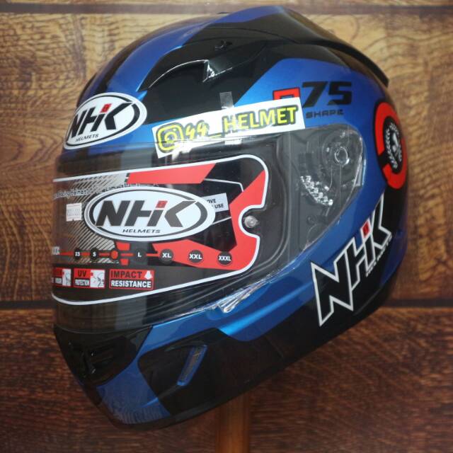 NHK GP1000 R75 BLUE METALIC BLACK helm nhk motor balap race double visor flat visor harian fullface