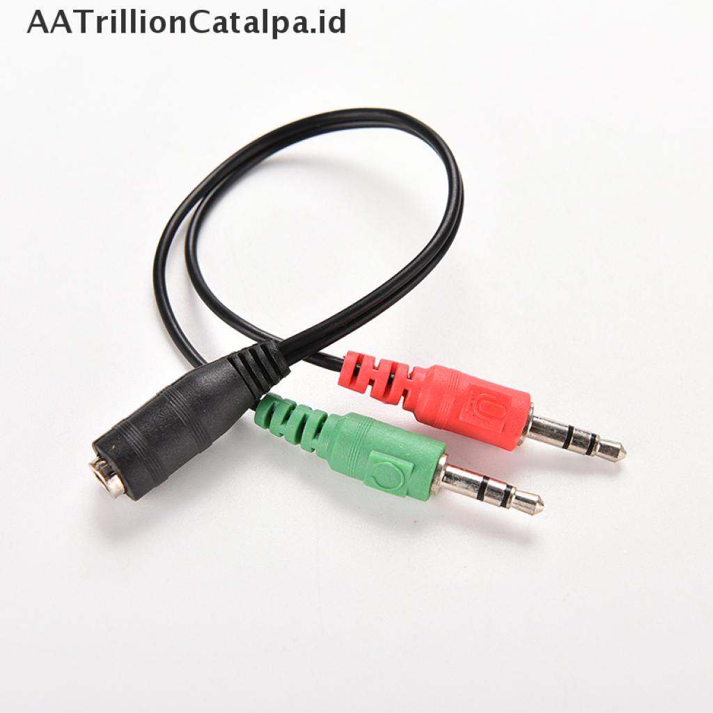 (AATrillionCatalpa) Kabel Splitter Jack Audio 3.5mm Female Ke 2 Male Untuk Headset / Mic