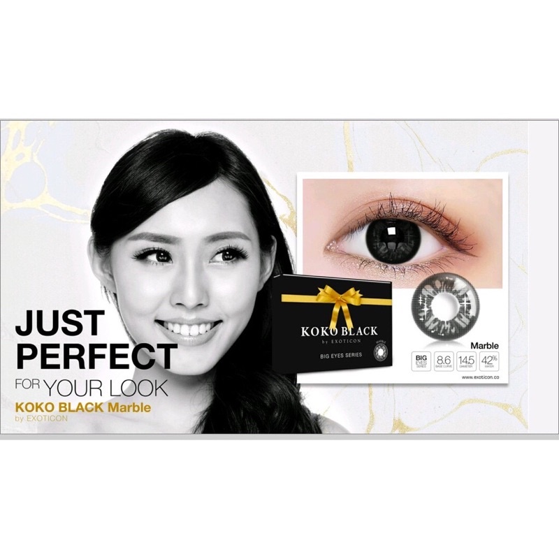 Softlens X2 KOKO BLACK Normal &amp; Minus 0.50 - 3.00 Dia 14.5MM / FREE LENSCASE - KASIMURA