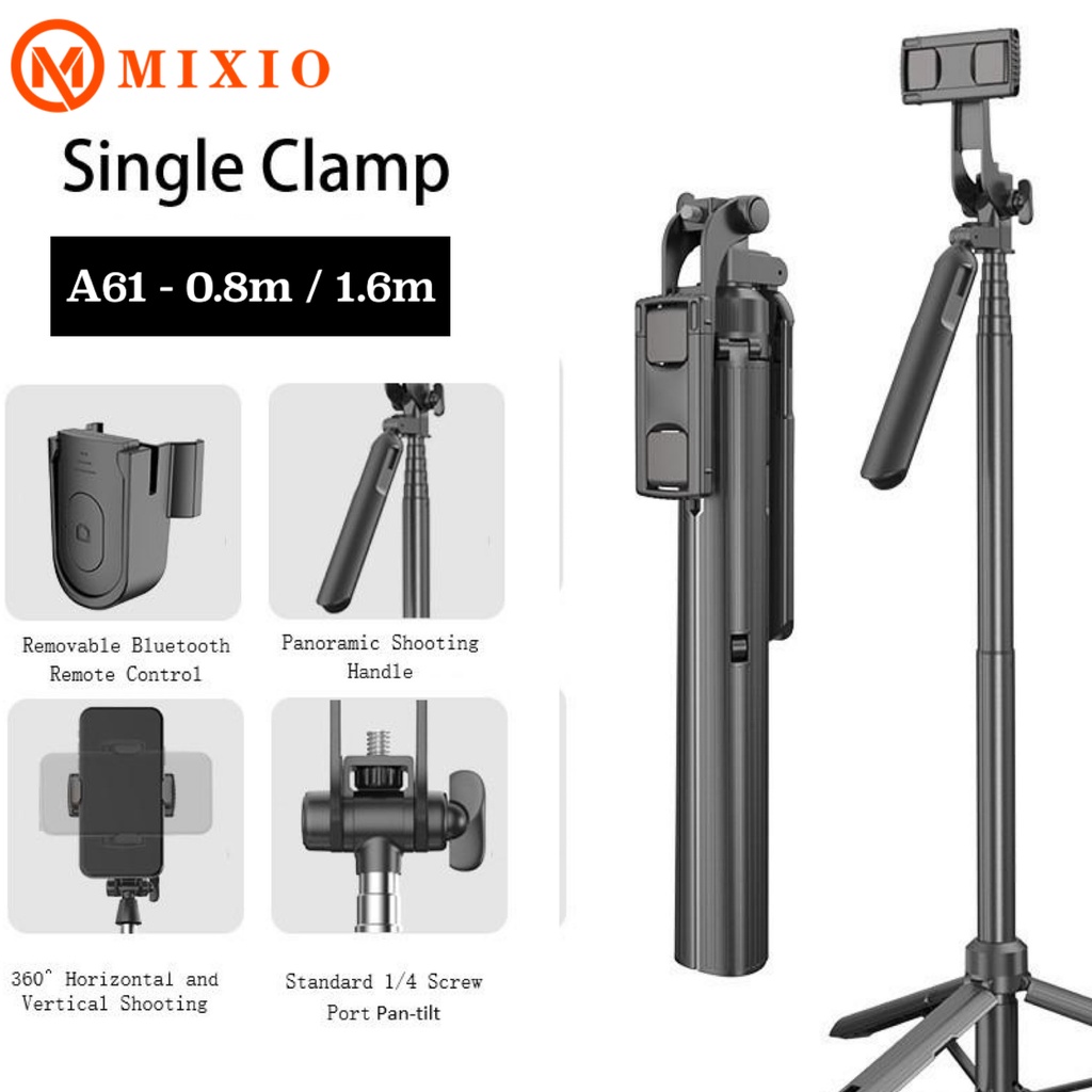 MIXIO A61 Tongsis Bluetooth / Tripod Stabilizer Gimbal Selfie Stick - 80cm/160cm-6