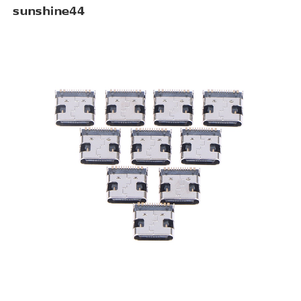 Sunshine 10Pcs Konektor Soket USB 3.1 Tipe C Female 16 Pin Untuk Charging Port Handphone