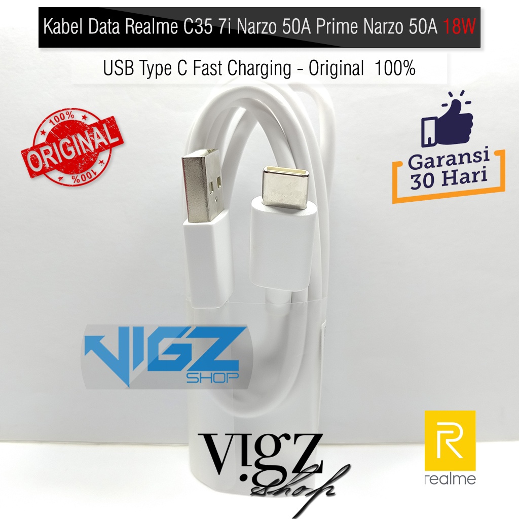 Kabel Realme 6i 7i 8i C15 C17 C35 7i Narzo 50A Prime Narzo 50A 18W USB Type C Original 100%