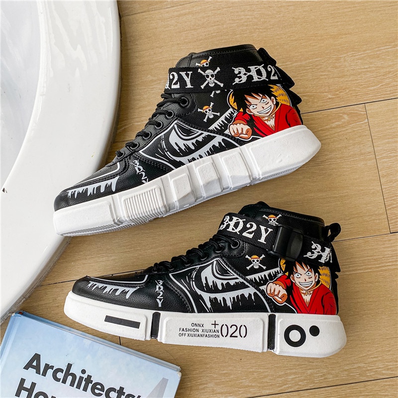 Murah Monkey D Luffy Sepatu Pria Boots Tinggi Anime One Piece Sport Klasik Keren Lentur Kekinian Ringan Sekolah 164