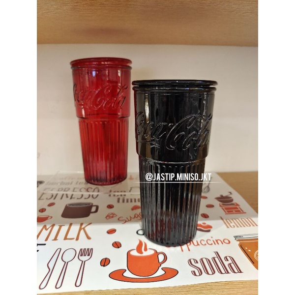 MINISO BOTOL MINUM GELAS COCA COLA + SEDOTAN 550ML